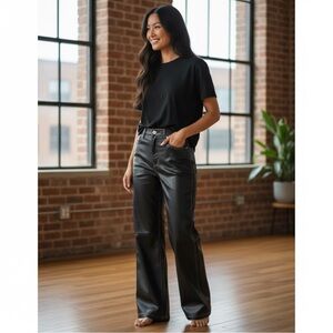 Social Tourist Ultra High Rise Baggy Black Vegan Leather Size 27